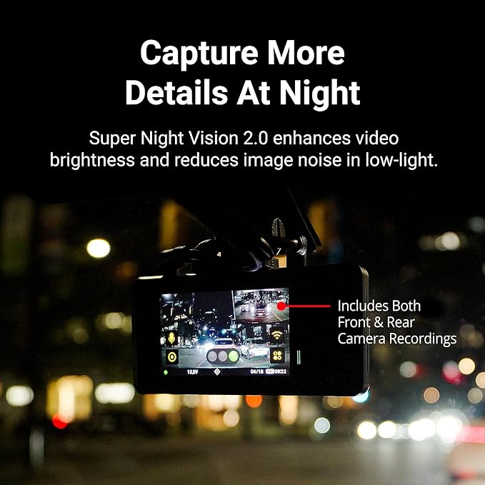 Thinkware ARC Dual Dash Cam Front & Rear 2K QHD, 2.7” LCD Touchscreen, 130° Wide Angle, GPS, Wi-Fi, Super Night Vision, Smart