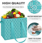 WISELIFE Reusable Grocery Bags [6 Pack],Large Grocery Tote Bag Water Resistant Shopping Bags Foldable Grocery Bag for Clothes,Shoes and Picnic,Green