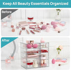 Vtopmart Acrylic Organizer with 8 Drawers, Desk Organizers and Accessories, Clear Makeup Organization, Dustproof Storage Draw