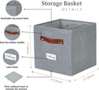DECOMOMO Storage Bins, Cube Storage Bin with Labels, Fabric Storage Cubes for Shelves (11" / 6pcs, Texture Grey)