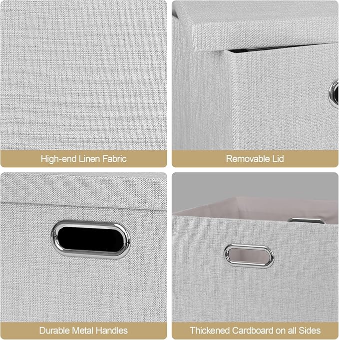 Posprica Storage Bins with Lids,13×13×13 Foldable Storage Cube Baskets Boxes Fabric Drawers for Closet Shelf Cabinet Bookcase
