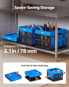 VEVOR Plastic Collapsible Storage Bins, 25L 3 Packs, Stackable Folding Storage Crates with Handles, Holds 22 lbs Per Bin, Fol