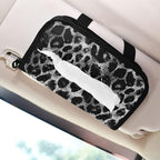Car Tissue Holder Car Visor Organizer Tissue Box Holder for Car Sun Visor Organizer with Car Vehicle Accessories Essentials Interior for Women Men Sliver Leopard Skin