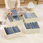 Jeans Drawer Organizers for Clothing, 5 Compartment Wardrobe Storage Box, Washable Clothes Organizer for Folded Clothes, Jean