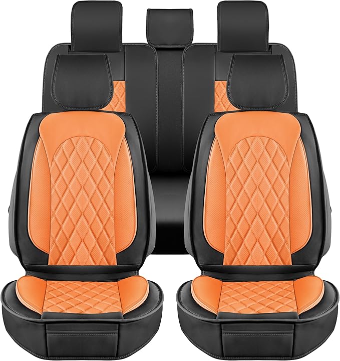 LINGVIDO Car Seat Covers Full Set (5 Seats) - Premium Perforated Nappa Leather, Waterproof Shield, Omni-Adapt Fit SUVs Sedans