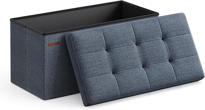 SONGMICS Mazie Collection - 30 Inches Folding Storage Ottoman Bench, Ottoman Foot Rest, End of Bed Bench, Storage Chest, Load