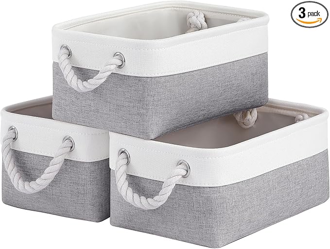 Storage Baskets for Shelves 11.8x7.9x5.2 Inch, Foldable Fabric Storage Bins with Handles, Small Storage Baskets for Organizin