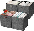 Posprica Collapsible Storage Cubes,11×11 Heavy Duty Fabric Stroage Basket Bins, 4pcs,Black