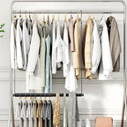 STORAGE MANIAC Adjustable Closet Rod Hanging Clothes Heavy Duty Closet Extender Hanging Rod Space-Saving Clothes Hanging Bar 