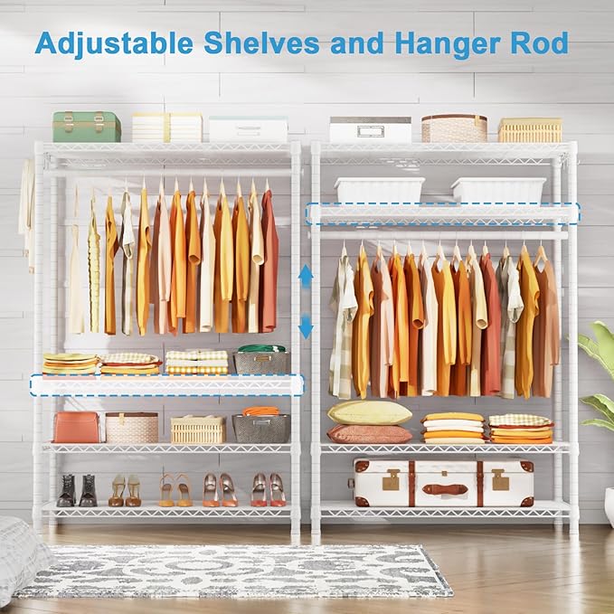 Ulif H4 Plus Garment Rack, 4-Tier Portable Clothes and Clothing Rack for Bedroom and Cloakroom, Closet Storage and Organizer 