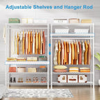 Ulif H4 Plus Garment Rack, 4-Tier Portable Clothes and Clothing Rack for Bedroom and Cloakroom, Closet Storage and Organizer 
