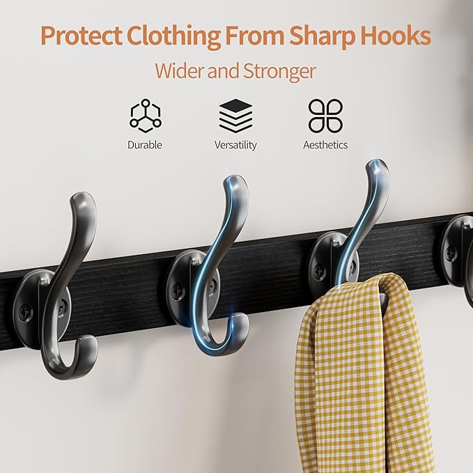 29 inch Coat Rack Wall Mount with Shelf, Set of 2 Heavy Duty Coat Hooks Wall Mount, Entryway Coat Hanger Wall Shelf with Key 