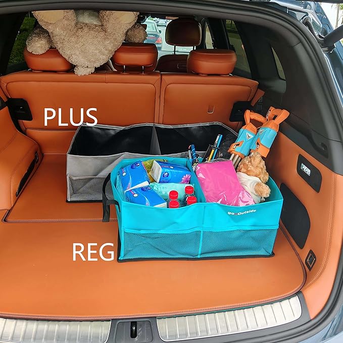 Collapsible Waterproof Car Trunk Organizer, Soft PVC Storage Bin with Rugged PVC-Coated Fabric for SUV & Truck (Stone Gray, PLU