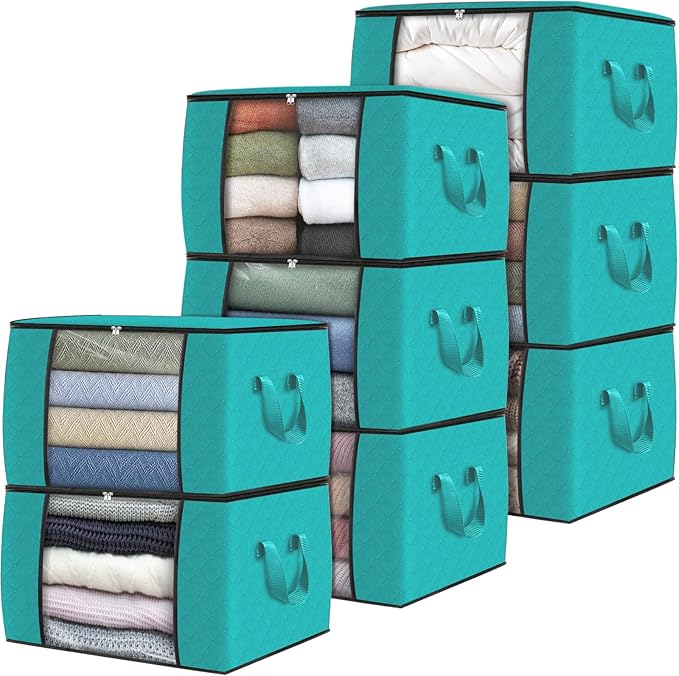 Fab totes Storage Bags,Clothes Blanket Storage Bins Foldable Closet Organizers with Reinforced Handle for Home Dorm Storage a