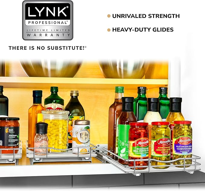 LYNK PROFESSIONAL® Pull Out Spice Organization for Cabinets - 10-3/8 inch Wide – Spice Rack for Inside Cabinets, Slide Out Sp