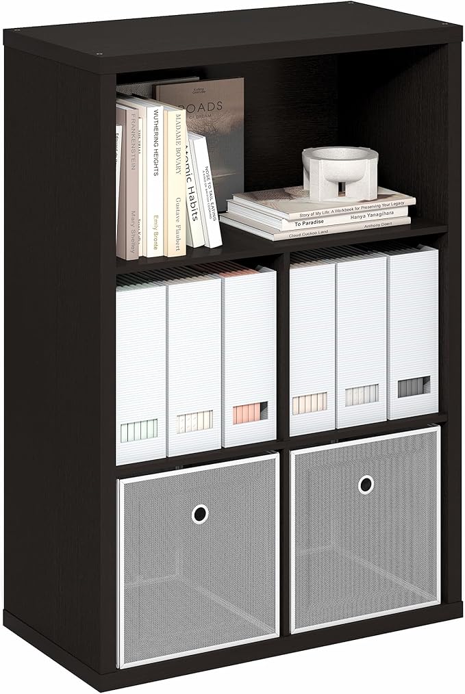 Furinno Cubicle Book Shelf, 5-Cube Bookshelf, Extra Thick Frame Cube Storage Organizer Bookcase with Closed Back, 15.3 x 29.9