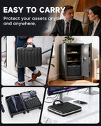 DOZAWA Fireproof Document Box, Hard Case Document Organizer with Lock, 13 Pockets Accordion File Folder with Reflective Strip