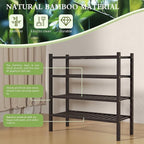 ROMGUAR CRAFT 4 Tier (Thick) Bamboo Shoe Rack for Closet Free Standing Wood Shoe Shelf for Entryway Small Space Stackable 27"
