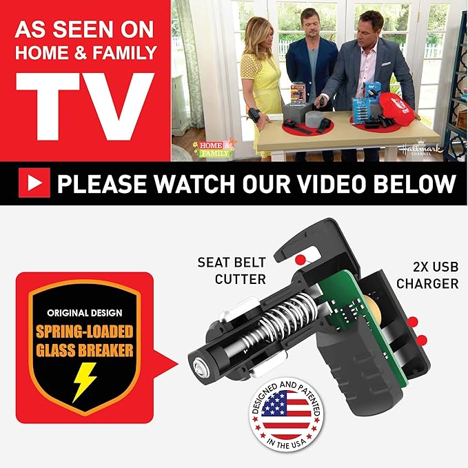 Stinger USB Emergency Escape Tool: Life-Saving Rescue Car Charger, Spring Loaded Window Breaker, Seat belt Cutter, Dual USB P