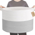 MEGASKET XXXL Large Cotton Rope Storage Bin, 22" X 14" Basket for Blankets Living Room, Woven Baby Kids Toy Storage Bin Box, 