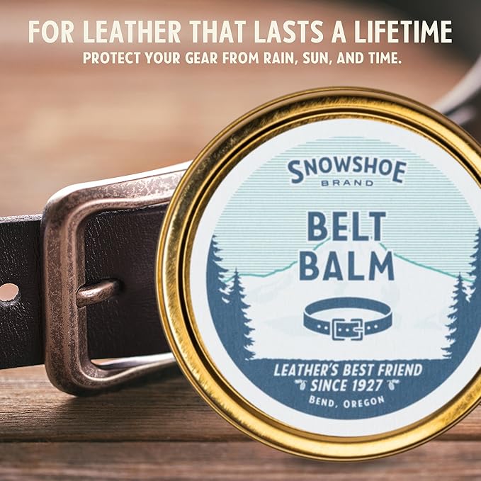 Snowshoe Belt Balm, Made in USA Since 1927 - Protect, Condition, Restore & Waterproof - Leather Conditioner for Belts, Wallet