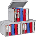 Zilink Upgraded Sweater Storage for Closet Shelf with Lids and Support Boards Clothes Organizer for Closet with 5 Grids Divid