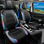 CAR PASS Leather Car Seat Covers Front Seats only, with Air Mesh Front Seat Covers Breathable, Cool Automotive Seat Covers 2 