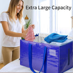 8 Pack-Extra Large Heavy Duty Moving Bags - Waterproof Storage Totes with Handles & Zippers, Foldable for College Dorm, Stora