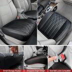 2 Pack Leather Front Car Seat Cover Bottom Car Seat, Universal Anti-Slip Driver Car Seat Protectors with Storage Pocket, Wate