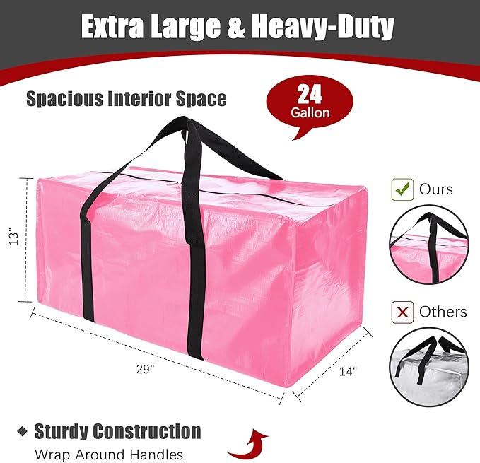 PANDA JOYS 8 Pack Extra Large Moving Bags with Zippers & Carrying Handles, Heavy-Duty Storage Tote for Space Saving Moving St