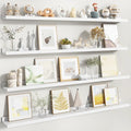 Fun Memories Picture Ledge Shelf, White Floating Shelves Set of 4, 48 Inch Picture Shelves for Wall with Ledge, Large Nursery
