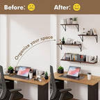 Floating Shelves for Wall, 36W x 8D Wide Bookshelf with Brackets Set of 3, Wood Wall Mounted Shelves for Living Room, Kitchen