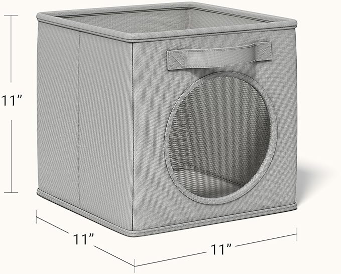Vailando Ultra Thick Fabric Foldable Storage Bins with Mesh Window - 11 Inch Cube Storage Organizer for Clothes, Shelves, Off