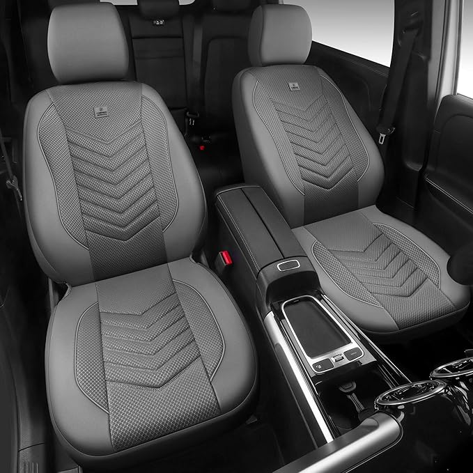 CAR PASS 3D Foam Mesh Leather Car Seat Covers Front Seats, Grey Breathable Front Seat Cover for Cars, Comfortable Universal F