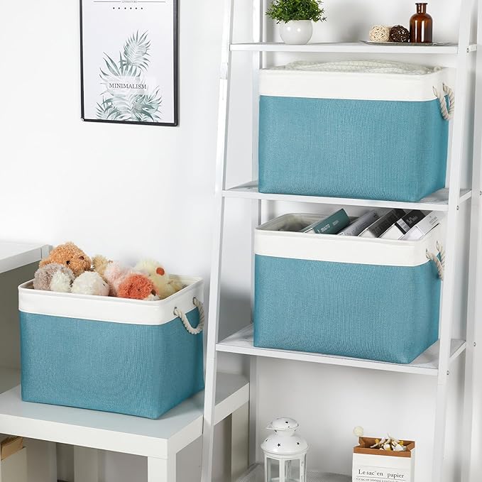Bidtakay Large Storage Baskets for Shelves 3 Pack 16x11.8x11.8 Inch Storage Bins for Organizing Fabric Storage Cubes for Clos