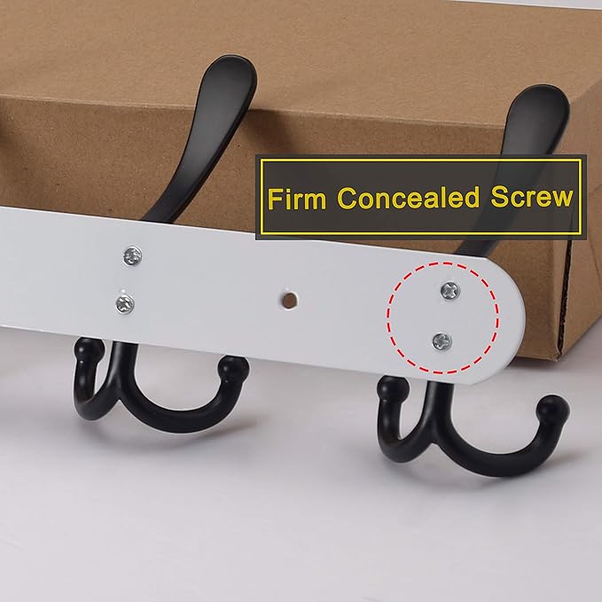 Dseap Coat Rack Wall Mount - 29.5” Long 8-Tri-Hooks Heavy Duty Coat Hanger Rail Wall Hooks for Hanging Coats Hats Clothing Cl