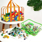 6 Color Toy Storage Bags with Labels, Reusable Clear PVC Board Game Storage, Travel Waterproof Organizer Bags with Zipper Lar