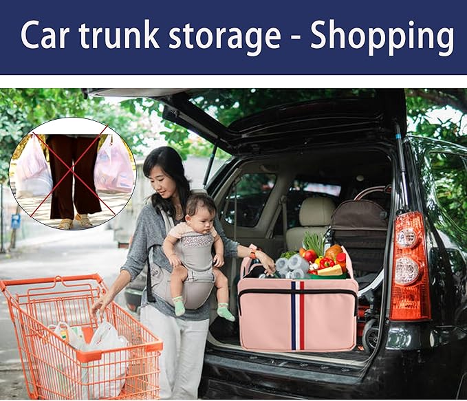 Homeve Trunk Organizer for Car, Waterproof Collapsible 3 Compartments Car Organizer, Foldable Storage for Car Accessories, Too