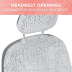 Carbella Plush Sherpa Fleece, 2 Pack Gray Seat Cover for Cars with Soft Cushioned Touch, Cute Automotive Interior Protector f