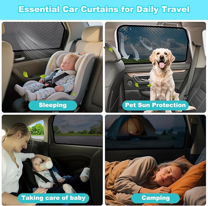 XCBYT CRV Window Shades for 2017-2022, 4PCS Side Window Sun Shades with Breathable Mesh, Magnetic Car Window Covers for Baby & Privacy, UV Protection & Heat Insulation