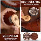 10 PCS Shoe Polish Kit - Horsehair Brushes, Black Brown Neutral Polish,Mink Oil Conditioner for Shoes,Polishing Cloth, Leathe
