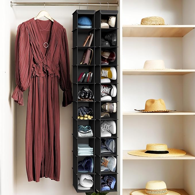 Simple Houseware 2 Pack 10 Shelves Hanging Organizer, Black