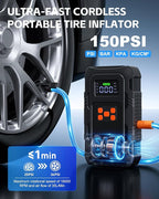 5000A Jump Starter with Air Compressor, Portable Car Battery Jump Starter with 150 PSI Tire Inflator for Up to 10.0L Gas and