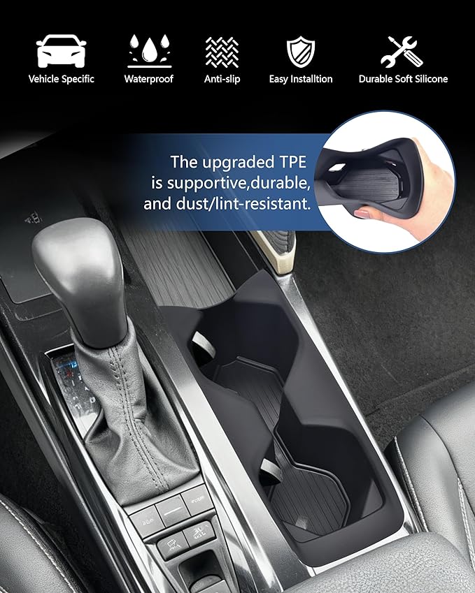 Cup Holder Inserts for 2026 2025 Toyota Camry Accessories, Non-Slip TPE Center Console Protector Organizer to Prevents Spills & Scratches for Camry SE|XSE|LE|XLE Interior Accessories
