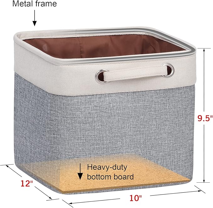 Kntiwiwo Foldable Storage Bin Collapsible Basket 12" x 10" x 9.5" Cube Storage Organizer Bins with Dual Carry Handles for Hom