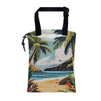 Car Garbage Bag Tropical Beach Palm Trees Drawstring Car Trash Bag Hanging for Back Seat with Adjustable Buckle Canvas Vehicle Trash Can Easy-to-Install