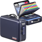 Fireproof Document Box, Hard Case Highly Flame-Resistant Fire Proof Waterproof File Organizer with Lock, Portable Fire Safe f