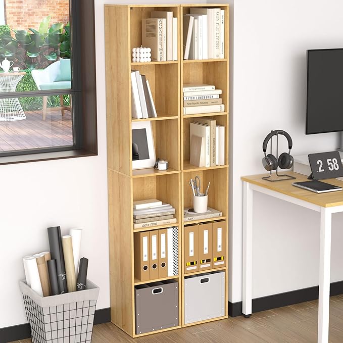 Cube Shelf Organizer, 6 Cube Oak Open Shelf, Freestanding 6-Tier Low Bookcase, DVD Shelf & Lego Display for Living Room, Bedr