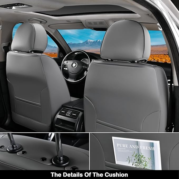 Coverado Seat Covers, Car Front Seat Covers with Backrest, Nappa Leather Car Seat Protectors,Waterproof &Breathable,Anti-Slip