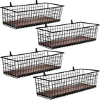 4 Set [Extra Large] Portable Metal Farmhouse Wall Decor Storage Organizer Basket Bin with Handles and Floating Shelves for Ha